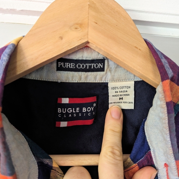 y2k vintage bugle boy rainbow plaid button up shirt 🌈 - Picture 5 of 9